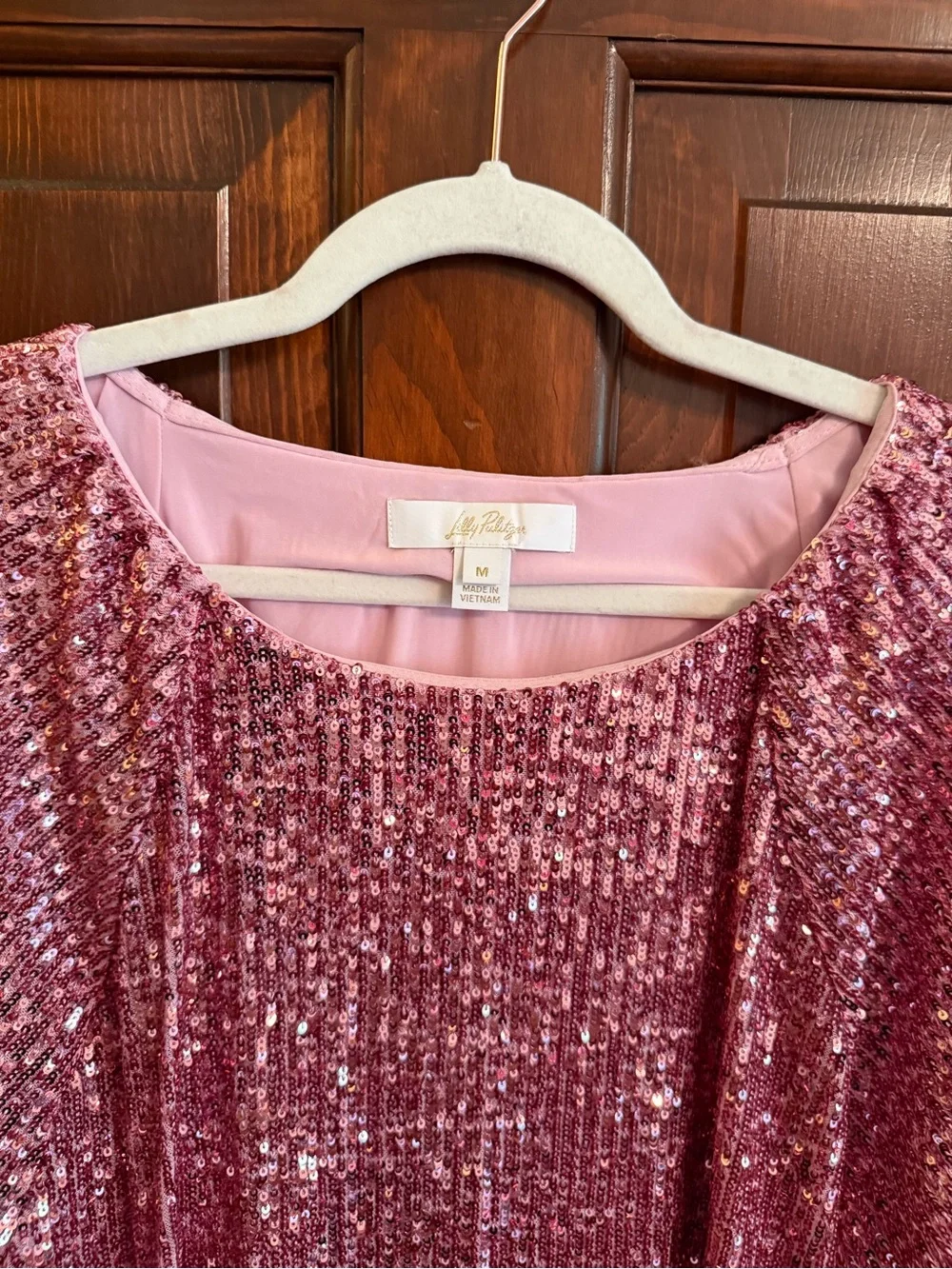 Lilly Pulitzer Pink Sequin Short-Sleeve Top